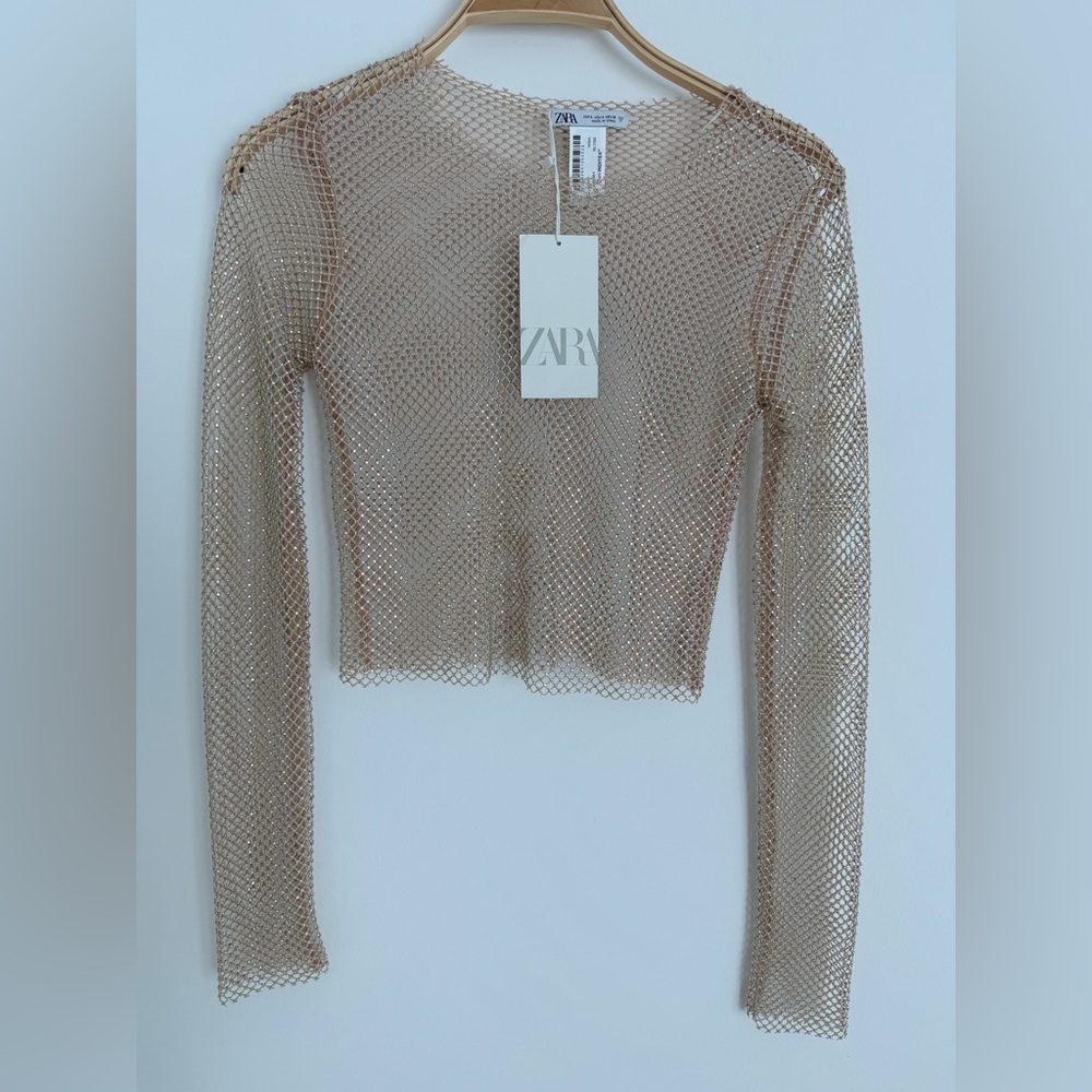 NWT Zara Shimmer Mesh cropped top